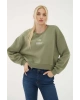 Nakışlı Crop Sweat Haki