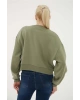 Nakışlı Crop Sweat Haki