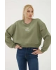 Nakışlı Crop Sweat Haki