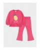 Bisiklet Yaka Uzun Kollu Baskılı Kız Bebek Sweatshirt ve Eşofman Alt 2li Takım