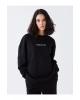 LCW Vision Bisiklet Yaka Baskılı Uzun Kollu Oversize Kadın Sweatshirt