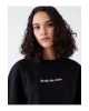 LCW Vision Bisiklet Yaka Baskılı Uzun Kollu Oversize Kadın Sweatshirt