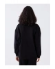 LCW Vision Bisiklet Yaka Baskılı Uzun Kollu Oversize Kadın Sweatshirt