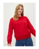 Bisiklet Yaka Düz Uzun Kollu Kadın Sweatshirt
