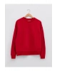 Bisiklet Yaka Düz Uzun Kollu Kadın Sweatshirt