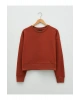 Bisiklet Yaka Düz Uzun Kollu Kadın Sweatshirt