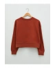 Bisiklet Yaka Düz Uzun Kollu Kadın Sweatshirt