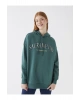 Baskılı Uzun Kollu Oversize Kadın Hoodie
