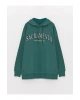 Baskılı Uzun Kollu Oversize Kadın Hoodie