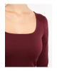 Kare Yaka Düz Uzun Kollu Kadın Bodycon Elbise