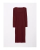 Kare Yaka Düz Uzun Kollu Kadın Bodycon Elbise