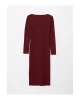 Kare Yaka Düz Uzun Kollu Kadın Bodycon Elbise