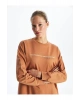 LCW Modest Bisiklet Yaka Baskılı Kadın Sweatshirt Tunik