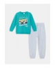 Lcw Kids Turkuaz Bisiklet Uzun Kollu Baskılı Erkek Bebek Sweatshirt Ve Eşofman Alt 2li Takım