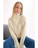 Yakası Fermuarlı Sweat Bej