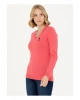 U.S. Polo Assn. V Yaka Slim Fit Pembe Kazak Kadın GTD02-BSK23