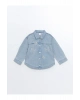 LCW baby Açık Mavi Rodeo Gömlek Yaka Nakışlı Kız Bebek Jean Ceket