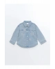 LCW baby Açık Mavi Rodeo Gömlek Yaka Nakışlı Kız Bebek Jean Ceket