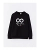 LCW Kids Siyah Bisiklet Yaka Baskılı Uzun Kollu Erkek Çocuk Sweatshirt