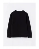 LCW Kids Siyah Bisiklet Yaka Baskılı Uzun Kollu Erkek Çocuk Sweatshirt