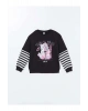 LCW Kids Siyah Bisiklet Yaka Kız Çocuk Kalın Sweatshirt