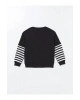LCW Kids Siyah Bisiklet Yaka Kız Çocuk Kalın Sweatshirt