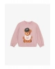LCW Kids Pembe Bisiklet Yaka Baskılı Uzun Kollu Kız Çocuk Sweatshirt