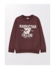 Lcwk Bisiklet Yaka Baskılı Uzun Kollu Erkek Çocuk Sweatshirt