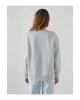 LCW Vision Gri Boston Baskılı Oversize Kadın Kalın Sweatshirt