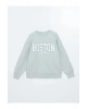 LCW Vision Gri Boston Baskılı Oversize Kadın Kalın Sweatshirt
