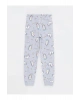 LCW Kids Pembe Bisiklet Yaka Baskılı Uzun Kollu Kız Çocuk Pijama Takımı