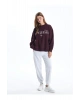 LCW Vision Mürdüm Bisiklet Yaka Baskılı Oversize Kadın Kalın Sweatshirt
