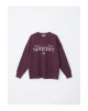 LCW Vision Mürdüm Bisiklet Yaka Baskılı Oversize Kadın Kalın Sweatshirt