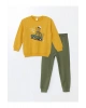 LCW Kids Sari Bisiklet Yaka Uzun Kollu Baskılı Erkek Bebek Sweatshirt ve Eşofman Alt 2li Takım