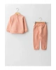 LCW baby Mercan Bisiklet Yaka Uzun Kollu Pamuklu Kız Bebek Sweatshirt ve Pantolon 2li Takım