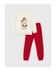 LCW baby Bisiklet Yaka Baskılı Kız Bebek Sweatshirt ve Pantolon