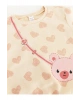 LCW baby Ekru Bisiklet Yaka Uzun Kollu Baskılı Kız Bebek Sweatshirt ve Tayt 2li Takım