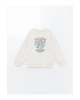 LCW Kids Ekru Bisiklet Yaka Baskılı Uzun Kollu Kız Çocuk Sweatshirt ve Tayt