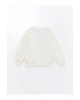 LCW Kids Ekru Bisiklet Yaka Baskılı Uzun Kollu Kız Çocuk Sweatshirt ve Tayt