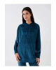 DREAM Kapüşonlu Nakışlı Uzun Kollu Kadife Kadın Pijama Üst Sweatshirt