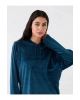 DREAM Kapüşonlu Nakışlı Uzun Kollu Kadife Kadın Pijama Üst Sweatshirt