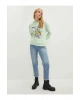 LCW Vision Yeşil Kapüşonlu Baskılı Uzun Kollu Kadın Sweatshirt