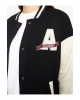 LCW Modest Siyah Bomber Yaka Nakışlı Kadın Kolej Ceket