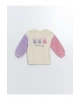 Lcw Kids Ekru Bisiklet Yaka Kalın Baskılı Kız Bebek Sweatshirt