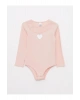 LCW baby Pembe Bisiklet Yaka Uzun Kollu Kız Bebek Çıtçıtlı Body