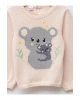LCW baby Pembe Bisiklet Yaka Uzun Kollu Desenli Kız Bebek Triko Kazak