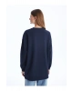 Bisiklet Yaka Taş Baskılı Uzun Kollu Oversize Kadın Sweatshirt Tunik