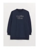 Bisiklet Yaka Taş Baskılı Uzun Kollu Oversize Kadın Sweatshirt Tunik