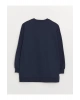 Bisiklet Yaka Taş Baskılı Uzun Kollu Oversize Kadın Sweatshirt Tunik