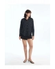 LCW Vision Siyah Desenli Uzun Kollu Oversize Kadın Gömlek